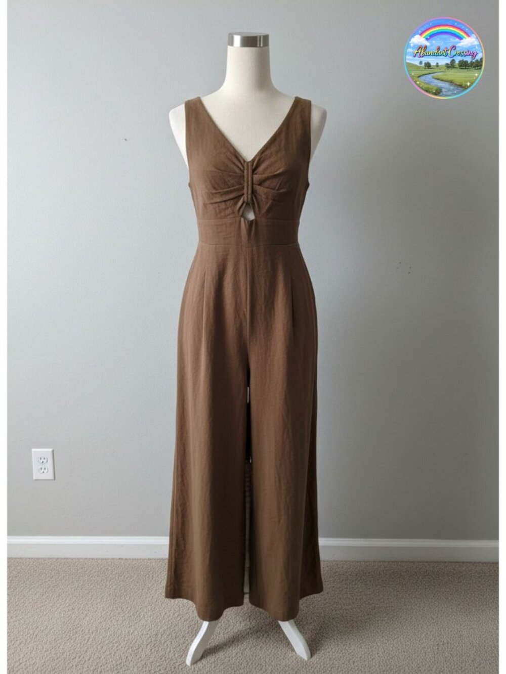 Linen Wide Leg Sleeveless Jumpsuit Adjustable Straps Casual